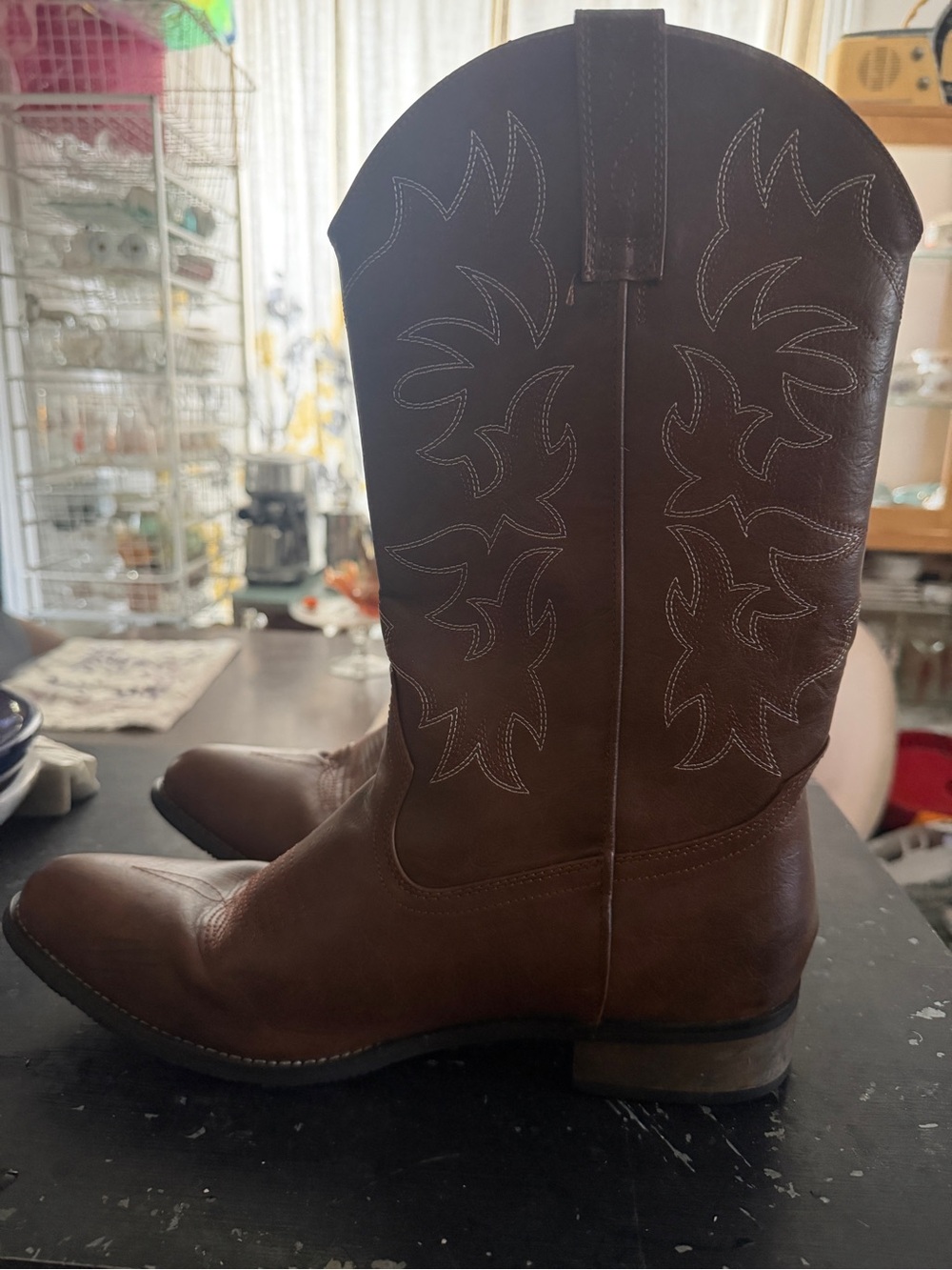 Men's Brown Leather Western Cowboy Boots
